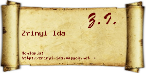 Zrinyi Ida névjegykártya